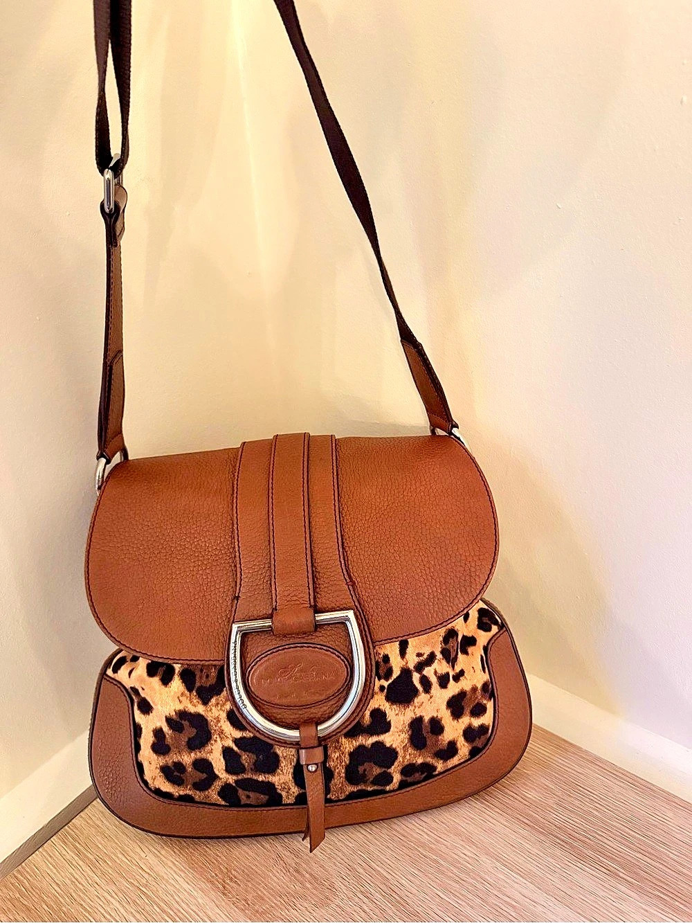 Dolce & Gabbana Leopard Print Crossbody in Brown